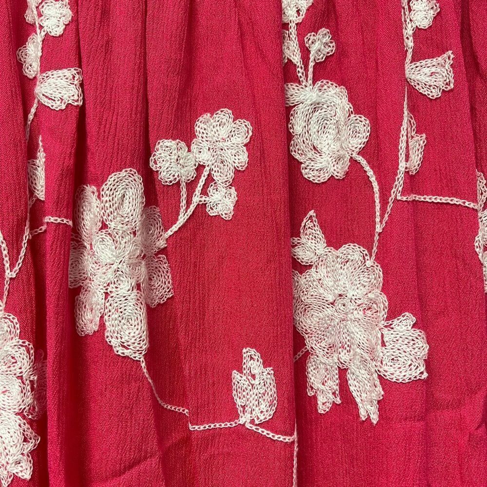 LIV Los Angeles Pink & White Floral Embroidered Off the Shoulder Dress sz L - Picture 4 of 8